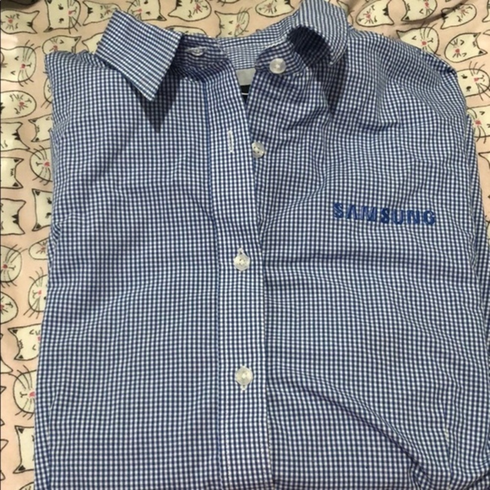 XL women’s blue , white button down l/s Samsung